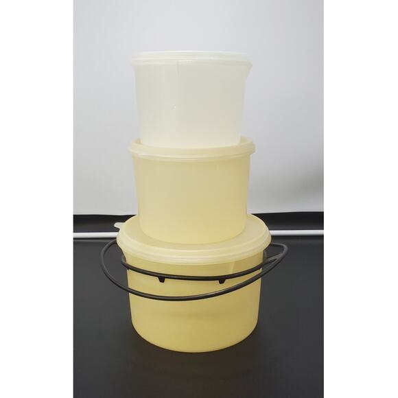 VTG Tupperware Rare Nesting Canisters 263 264 266 W/Lids & 1 Handle 433 Set of 3 - Picture 1 of 5